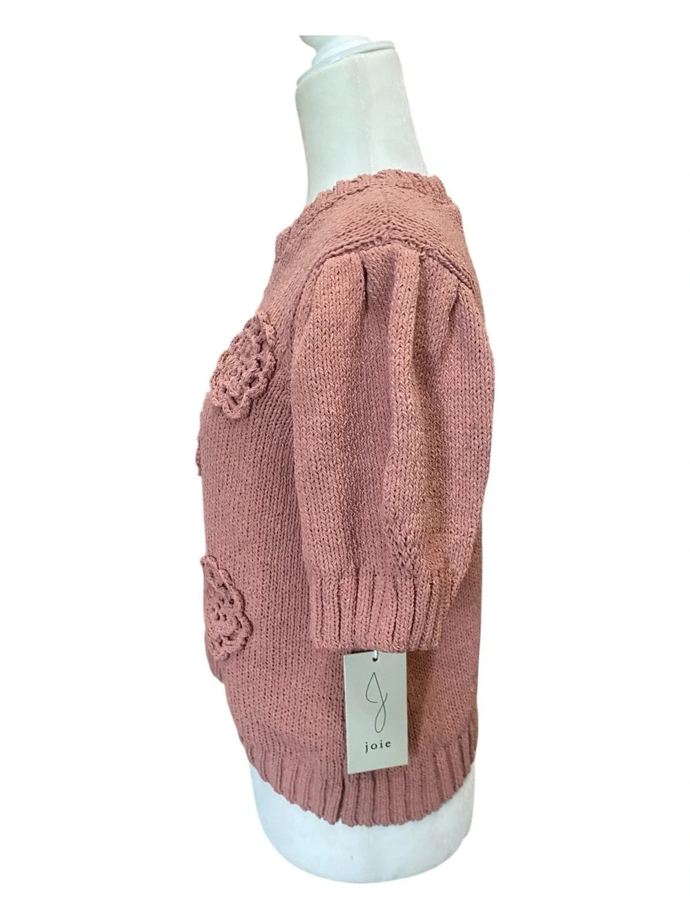 Joie Womens NWT Rosette Dusty Rose Short Sleeve Sweater